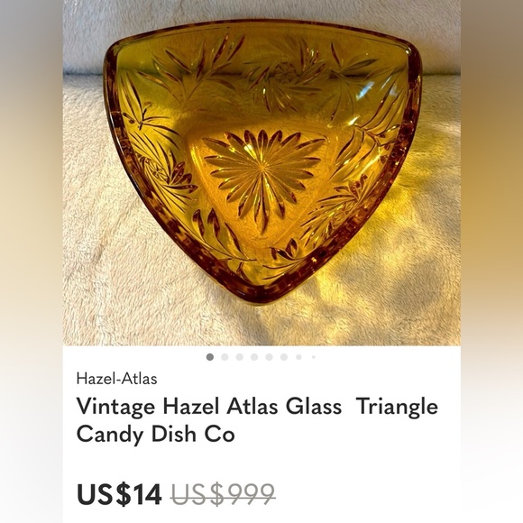 Vintage Atlas Glass, starburst triangle candy, or trinket dish - Picture 5 of 6